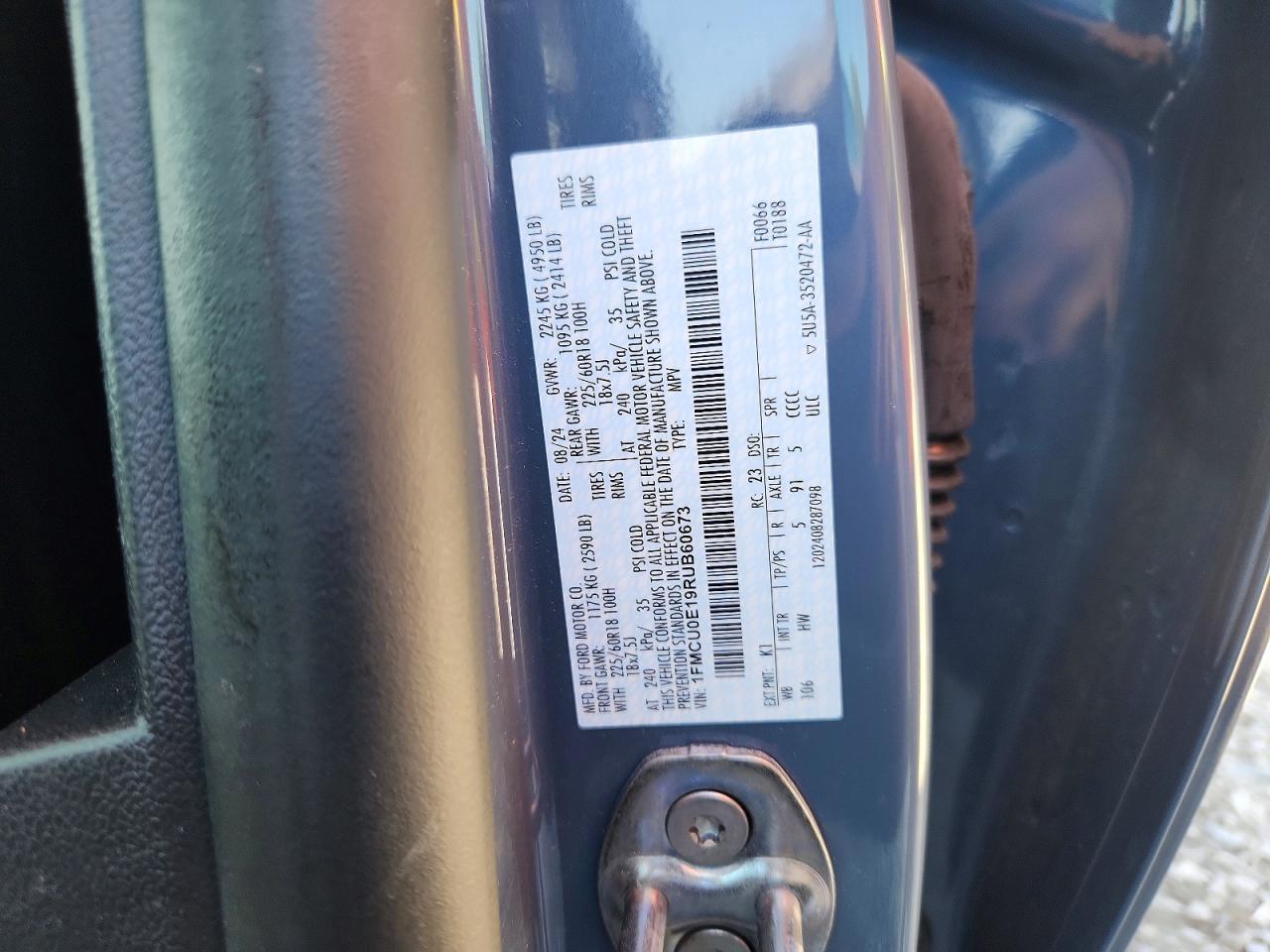 2024 Ford Escape Синий vin: 1FMCU0E19RUB60673