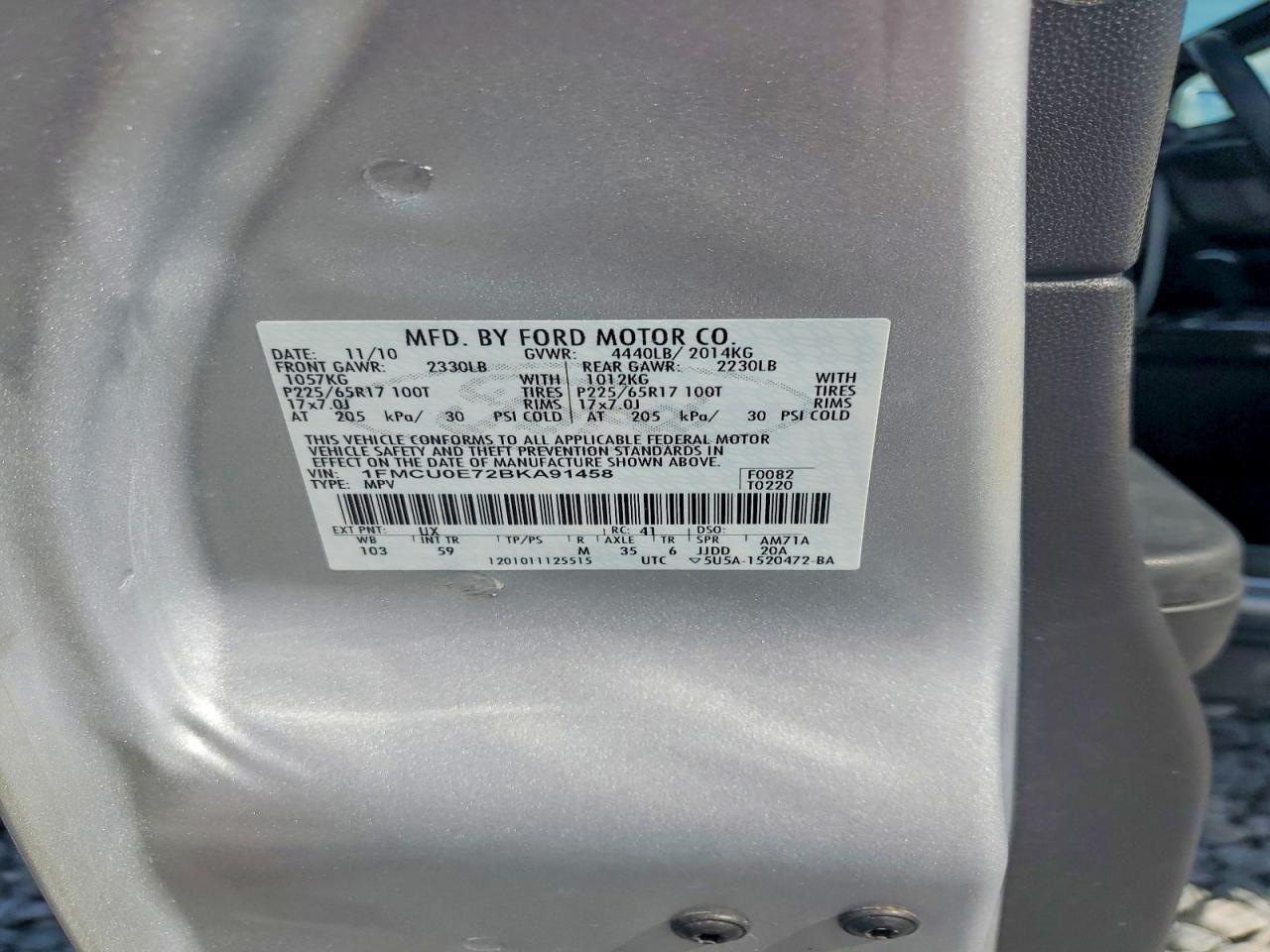 2011 Ford Escape Limited Silver vin: 1FMCU0E72BKA91458