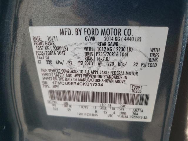 2012 Ford Escape Limited Blue vin: 1FMCU0E74CKB17334