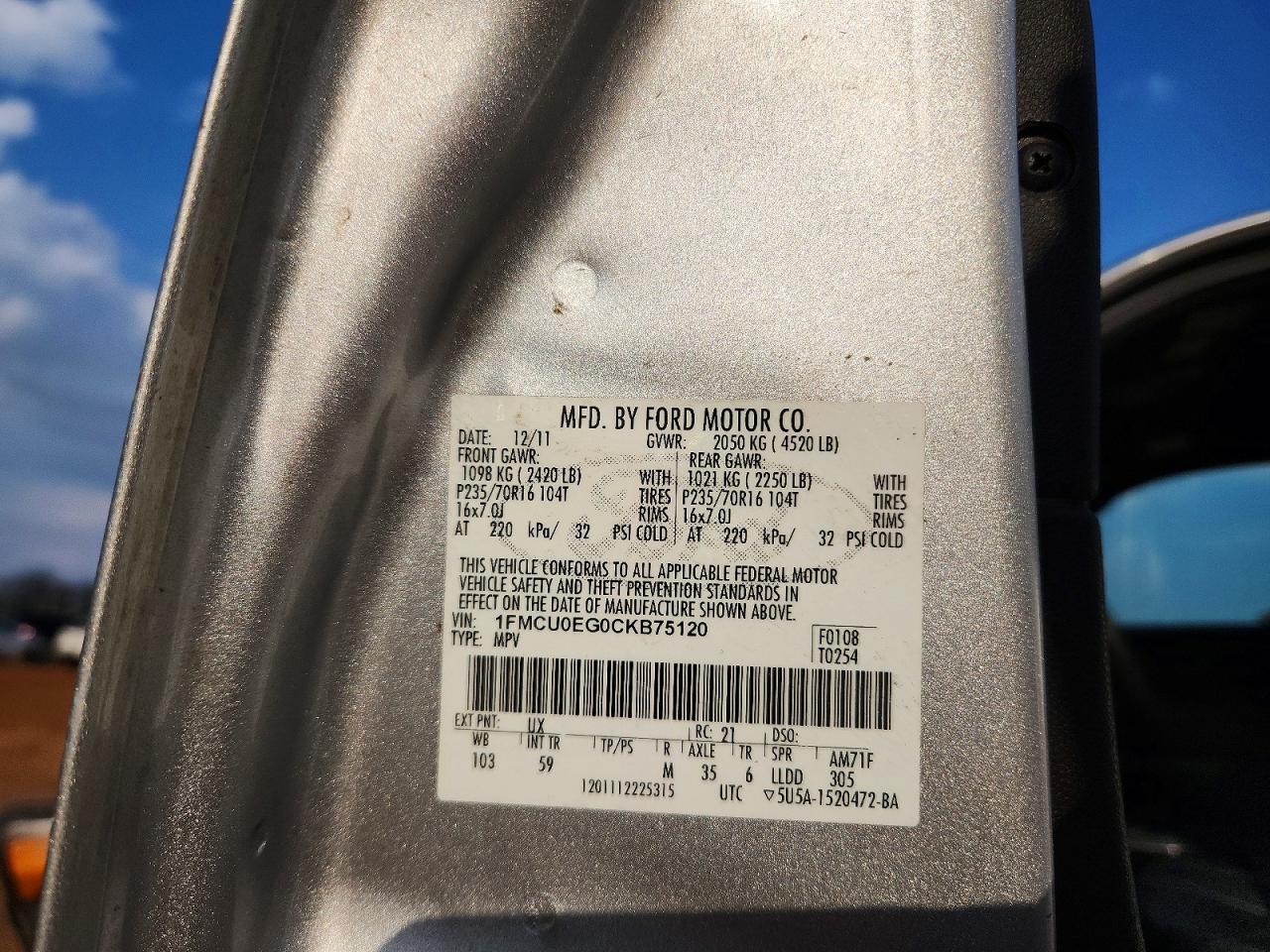 2012 Ford Escape Limited Silver vin: 1FMCU0EG0CKB75120