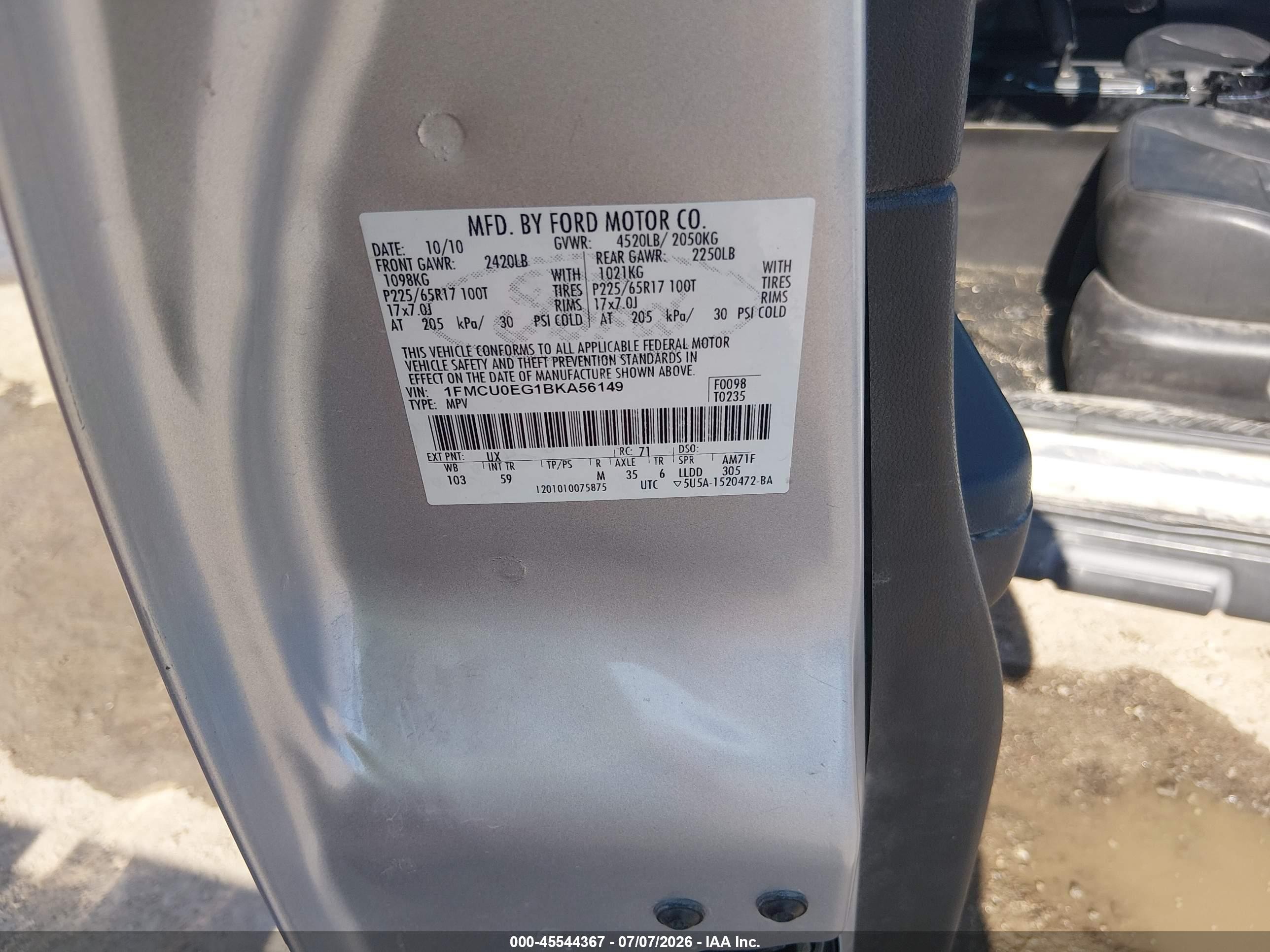 2011 Ford Escape Limited Серебряный vin: 1FMCU0EG1BKA56149