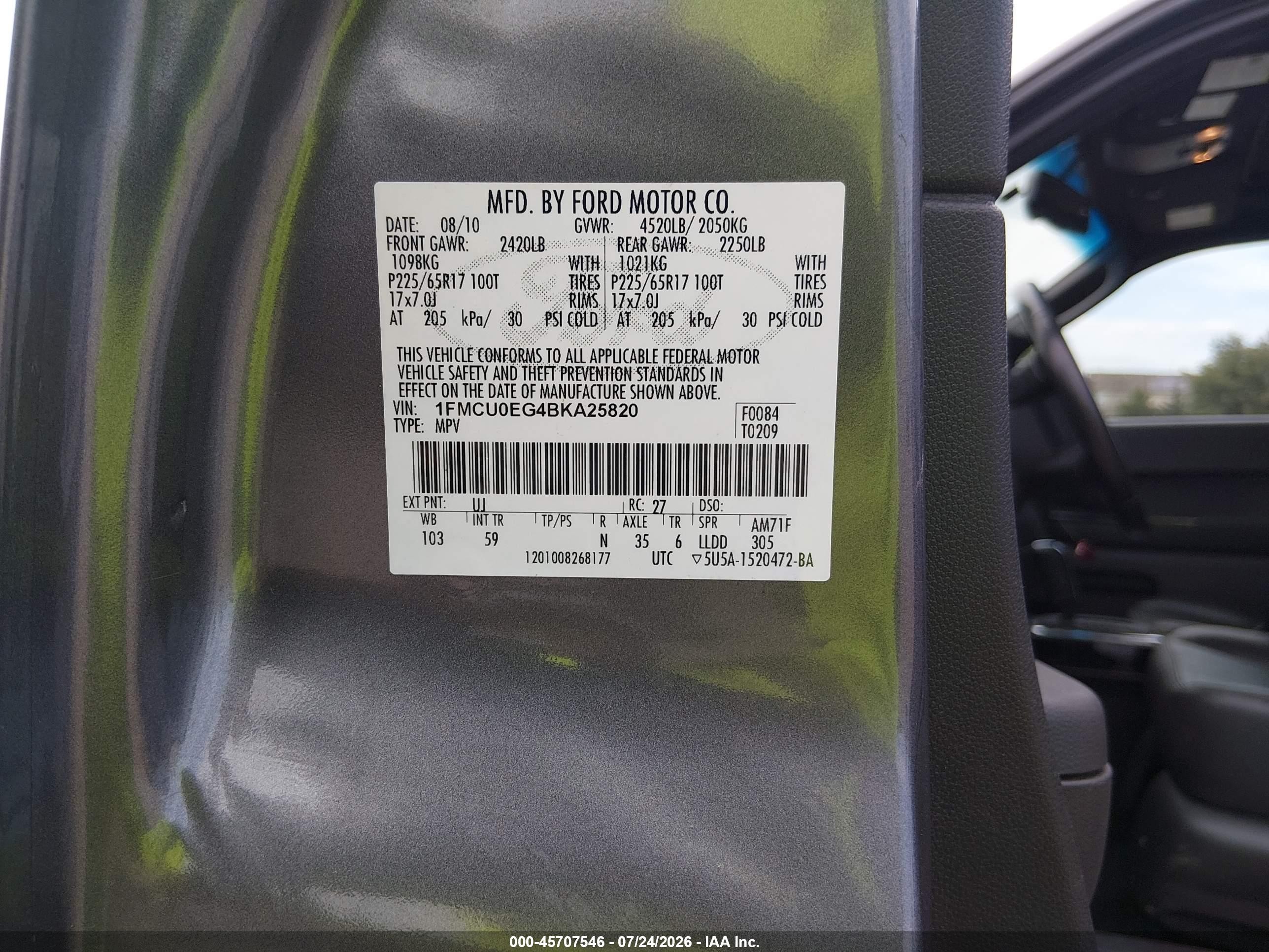 2011 Ford Escape Limited Серый vin: 1FMCU0EG4BKA25820
