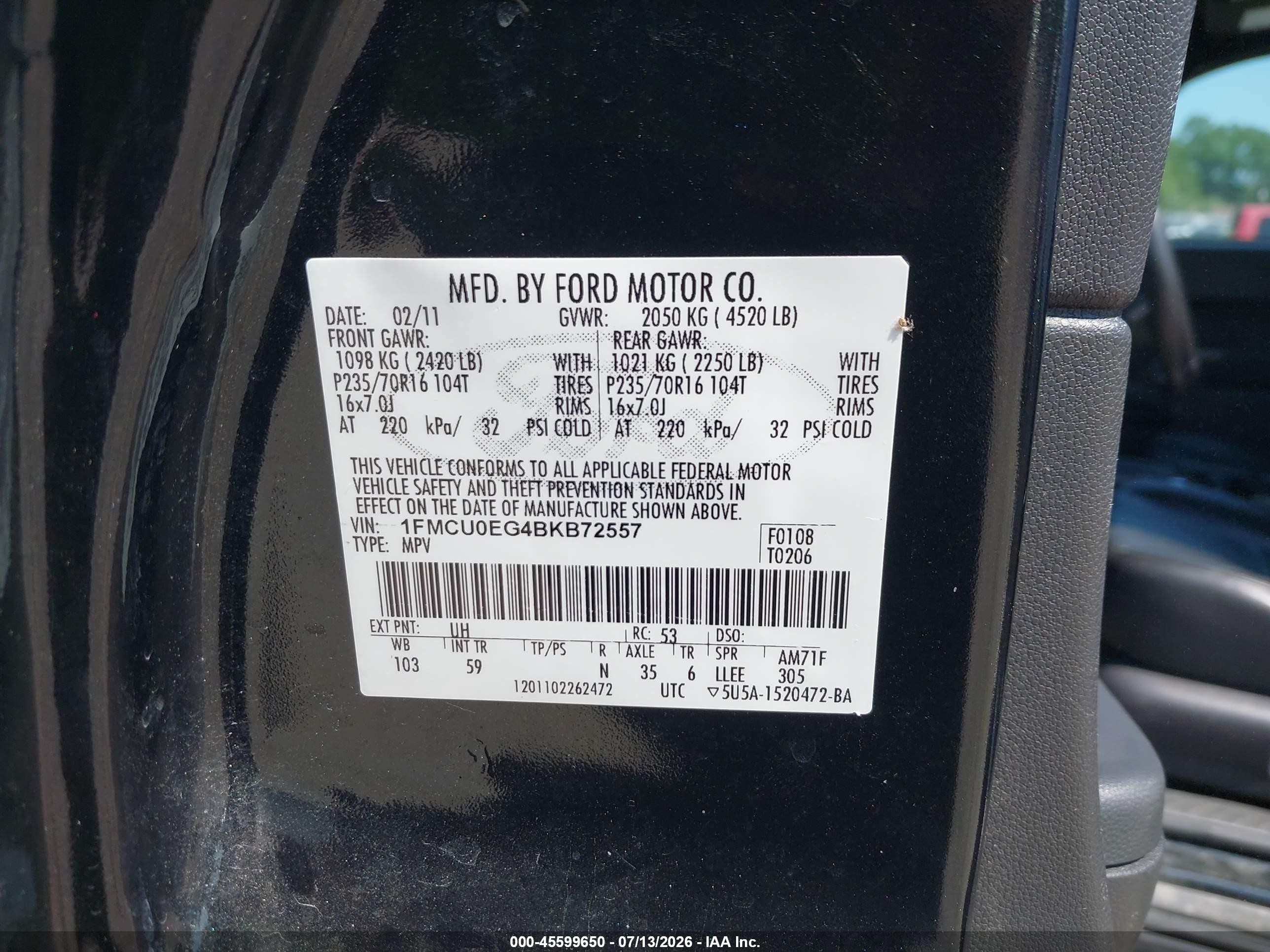 2011 Ford Escape Limited Черный vin: 1FMCU0EG4BKB72557
