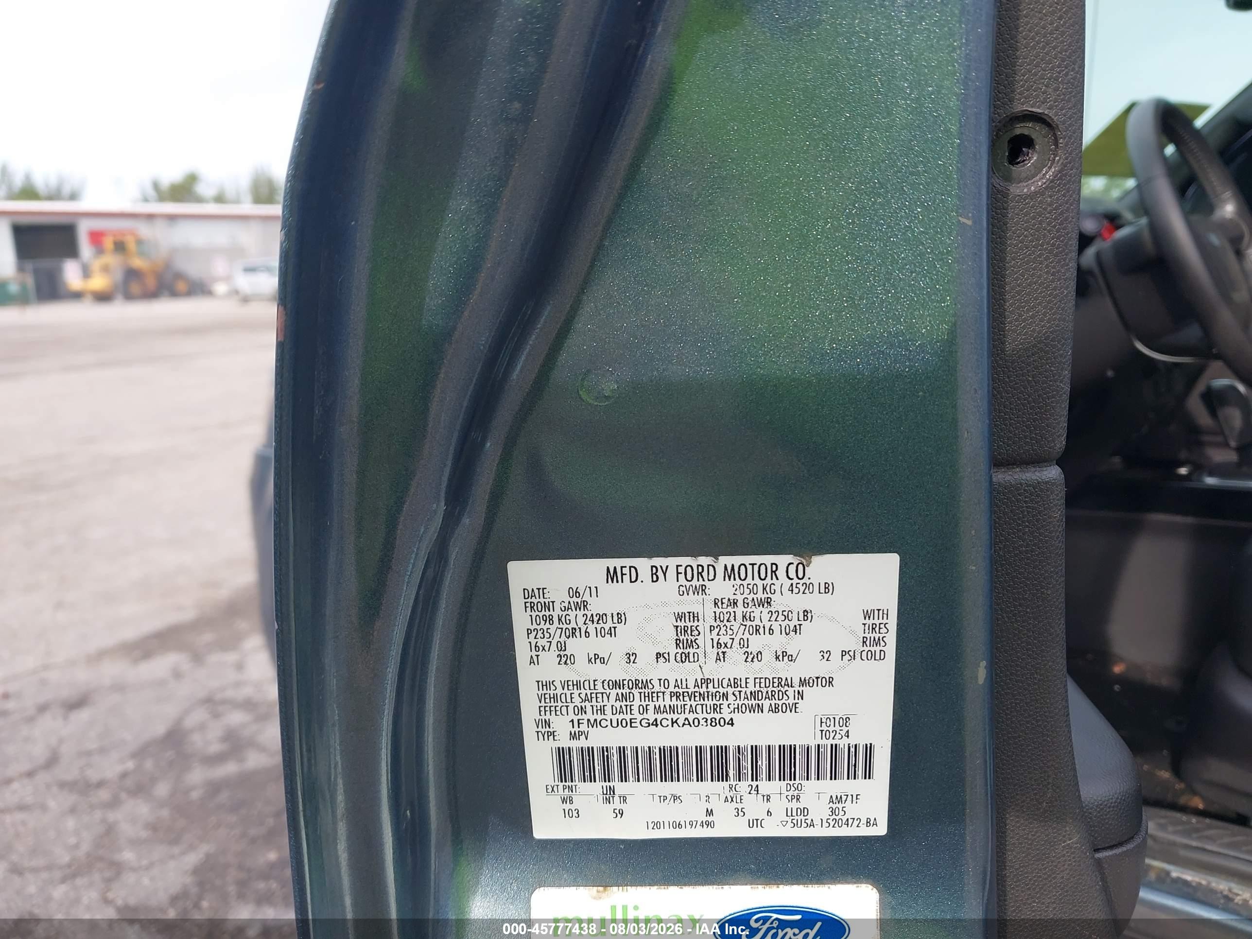 2012 Ford Escape Limited Blue vin: 1FMCU0EG4CKA03804