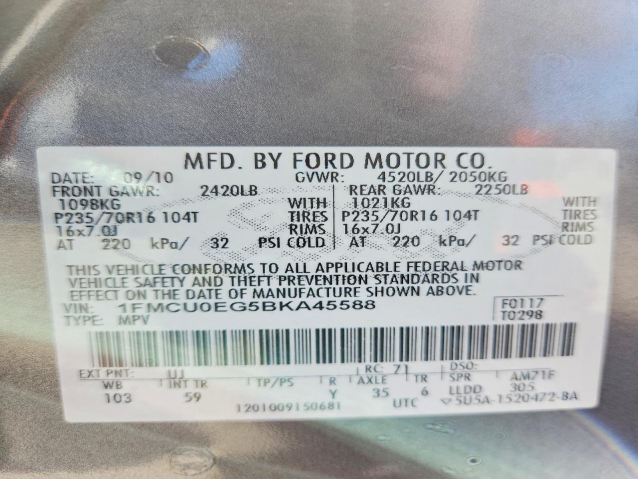 2011 Ford Escape Limited Gray vin: 1FMCU0EG5BKA45588