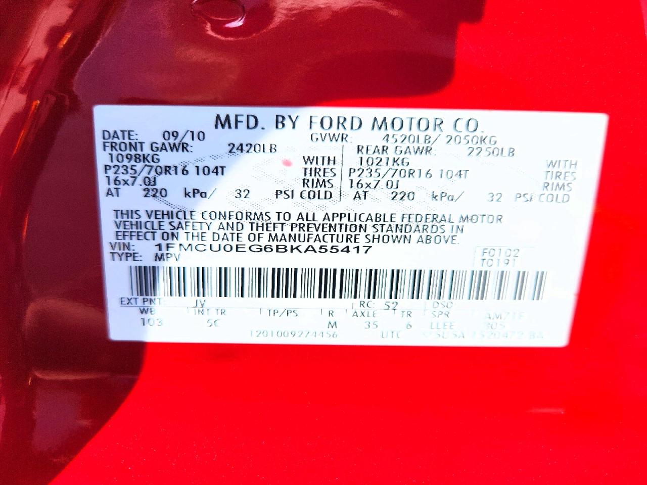 2011 Ford Escape Limited Red vin: 1FMCU0EG6BKA55417