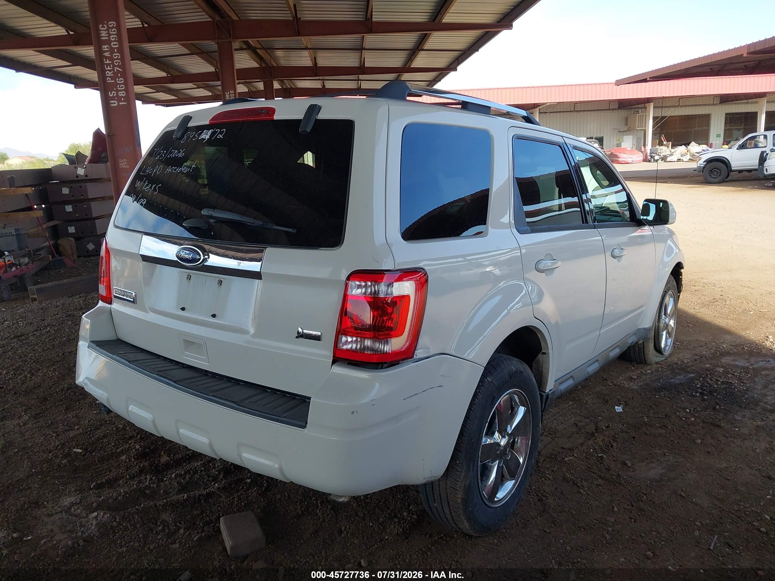 2012 Ford Escape Limited White vin: 1FMCU0EG6CKB31722