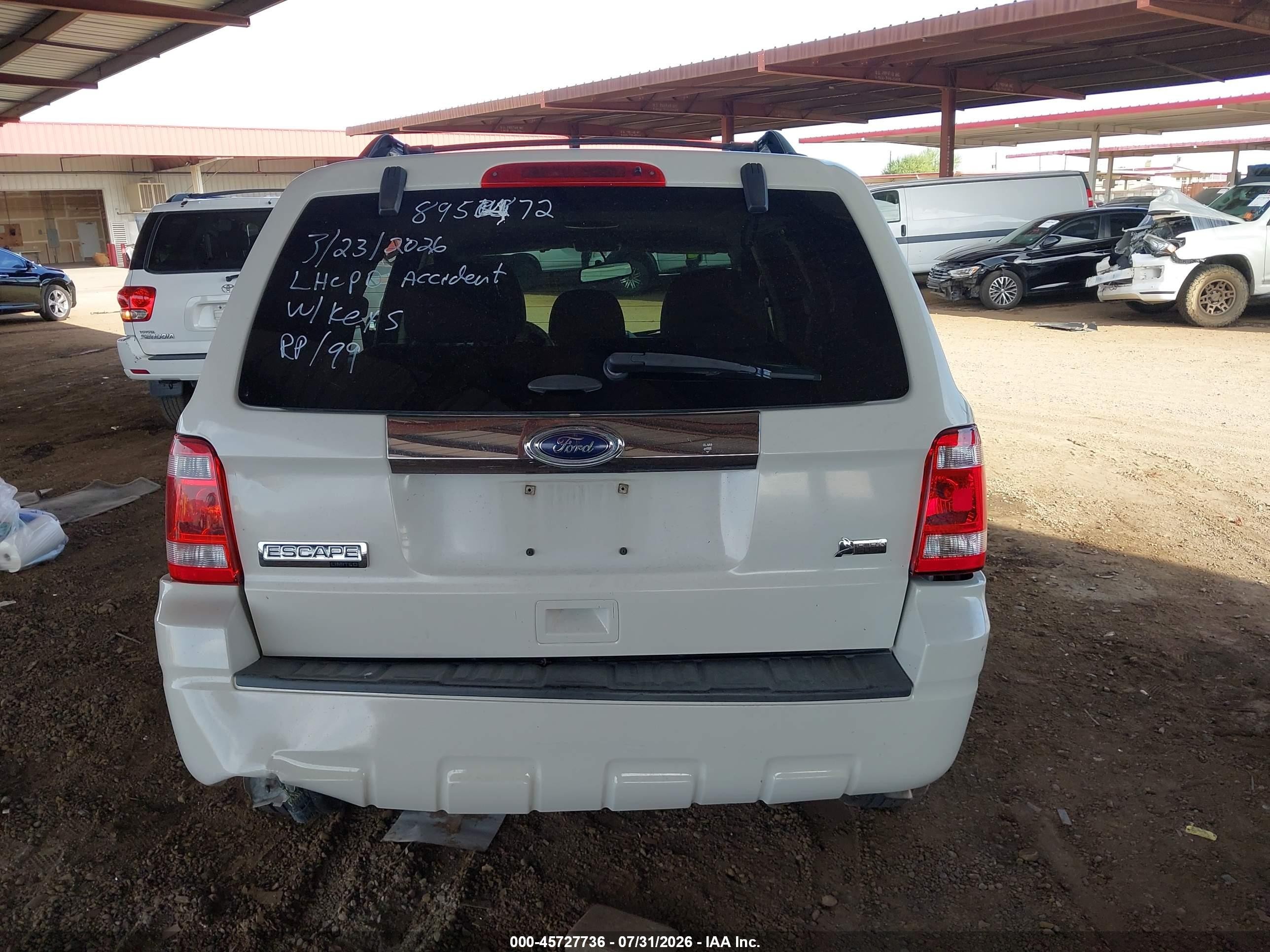 2012 Ford Escape Limited White vin: 1FMCU0EG6CKB31722