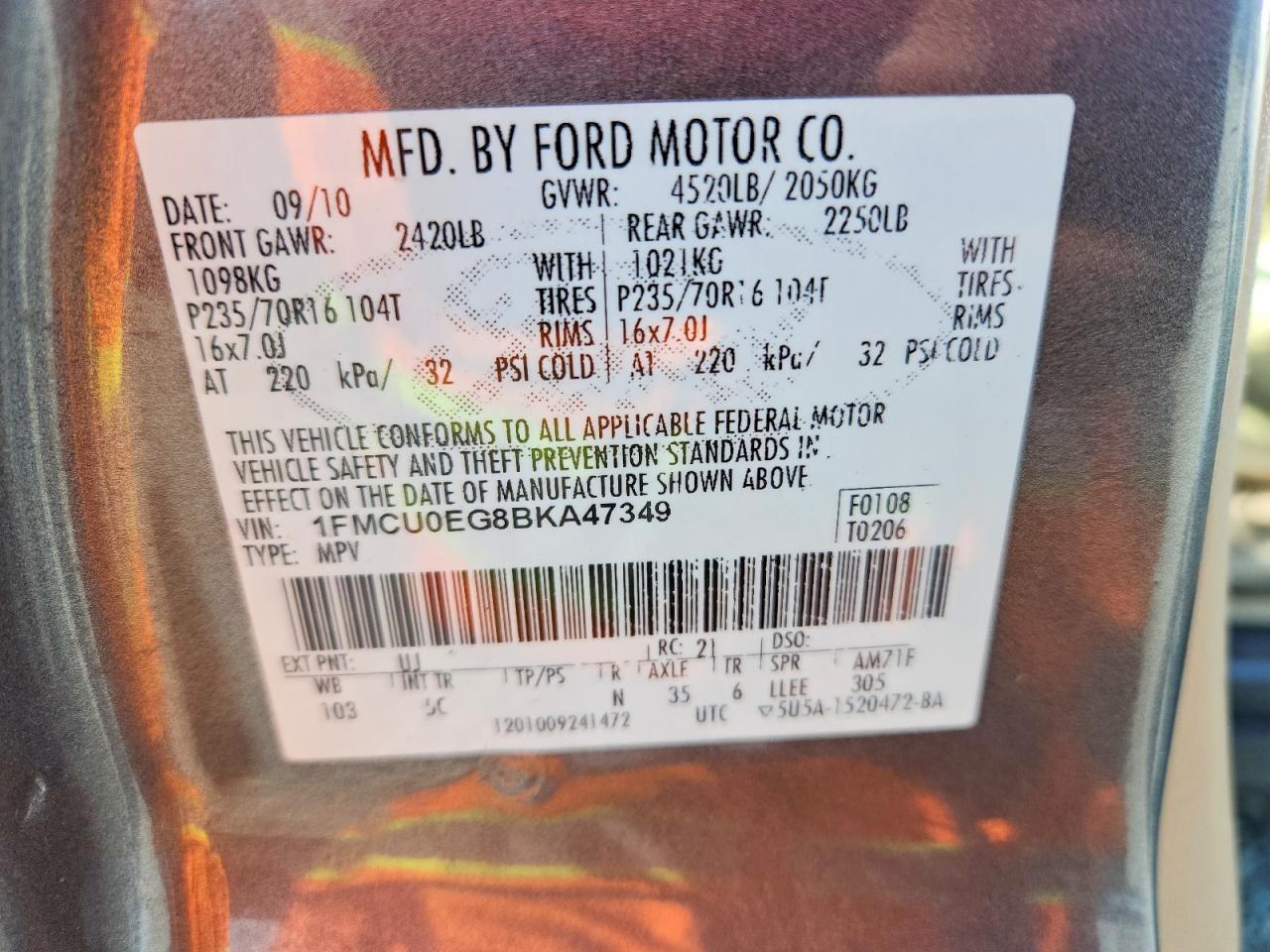2011 Ford Escape Limited Gray vin: 1FMCU0EG8BKA47349