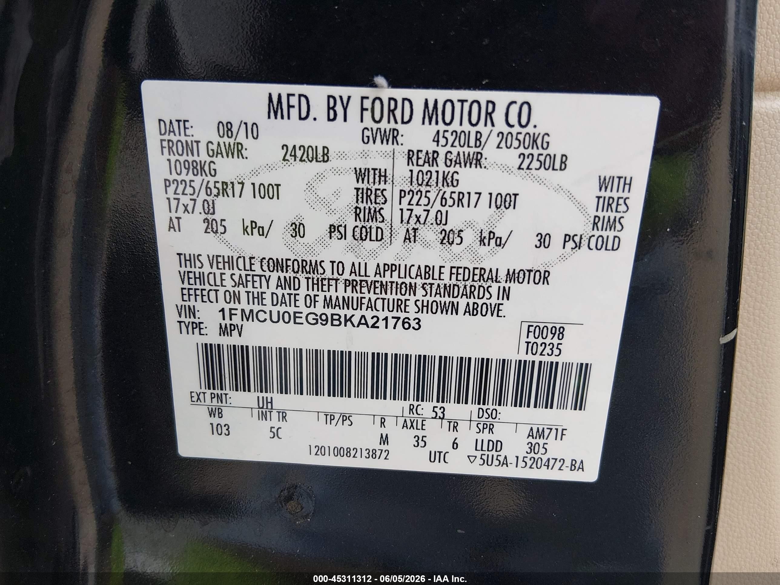 2011 Ford Escape Limited Black vin: 1FMCU0EG9BKA21763