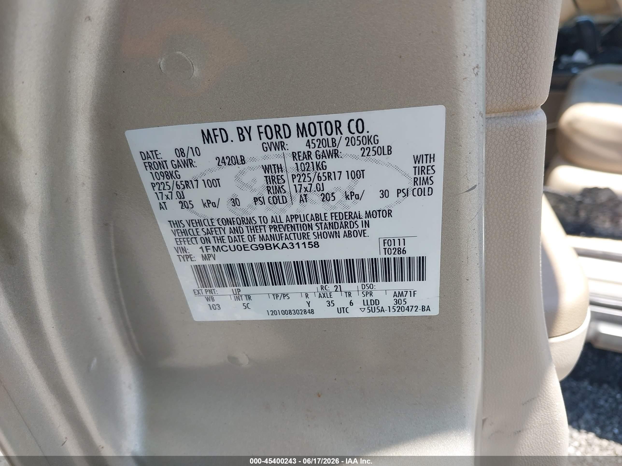 2011 Ford Escape Limited Silver vin: 1FMCU0EG9BKA31158