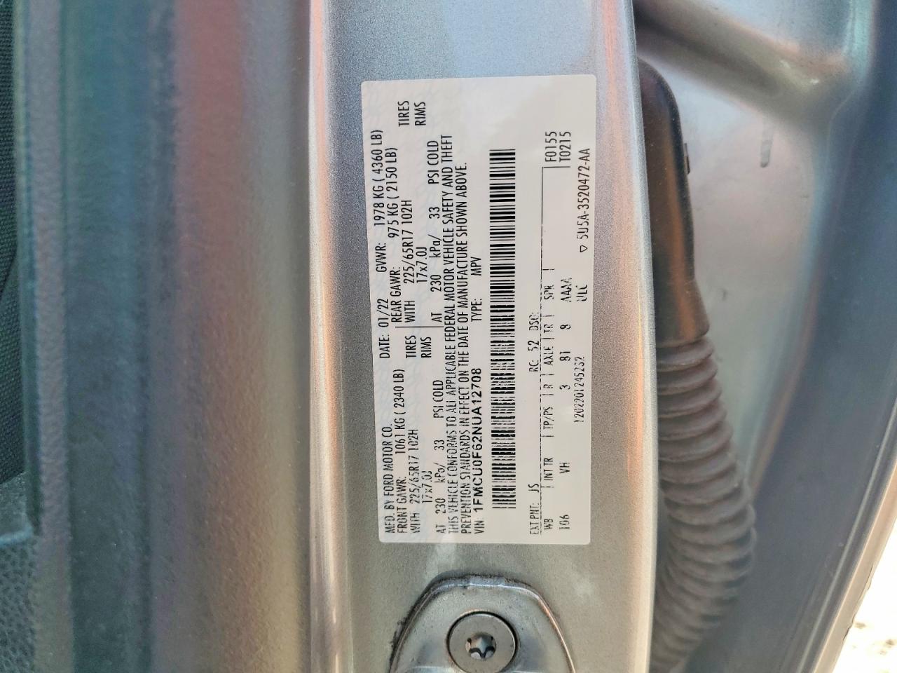 2022 Ford Escape S Серебряный vin: 1FMCU0F62NUA12708