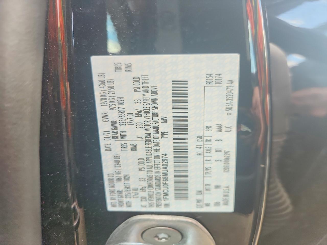 2021 Ford Escape S Black vin: 1FMCU0F68MUA02974