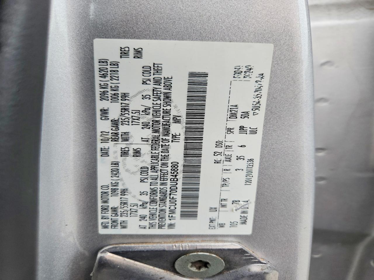 2013 Ford Escape S Silver vin: 1FMCU0F70DUB45880
