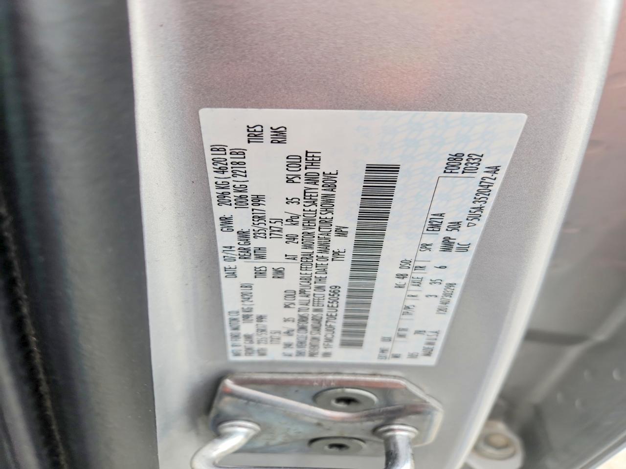 2014 Ford Escape S Silver vin: 1FMCU0F70EUE50569