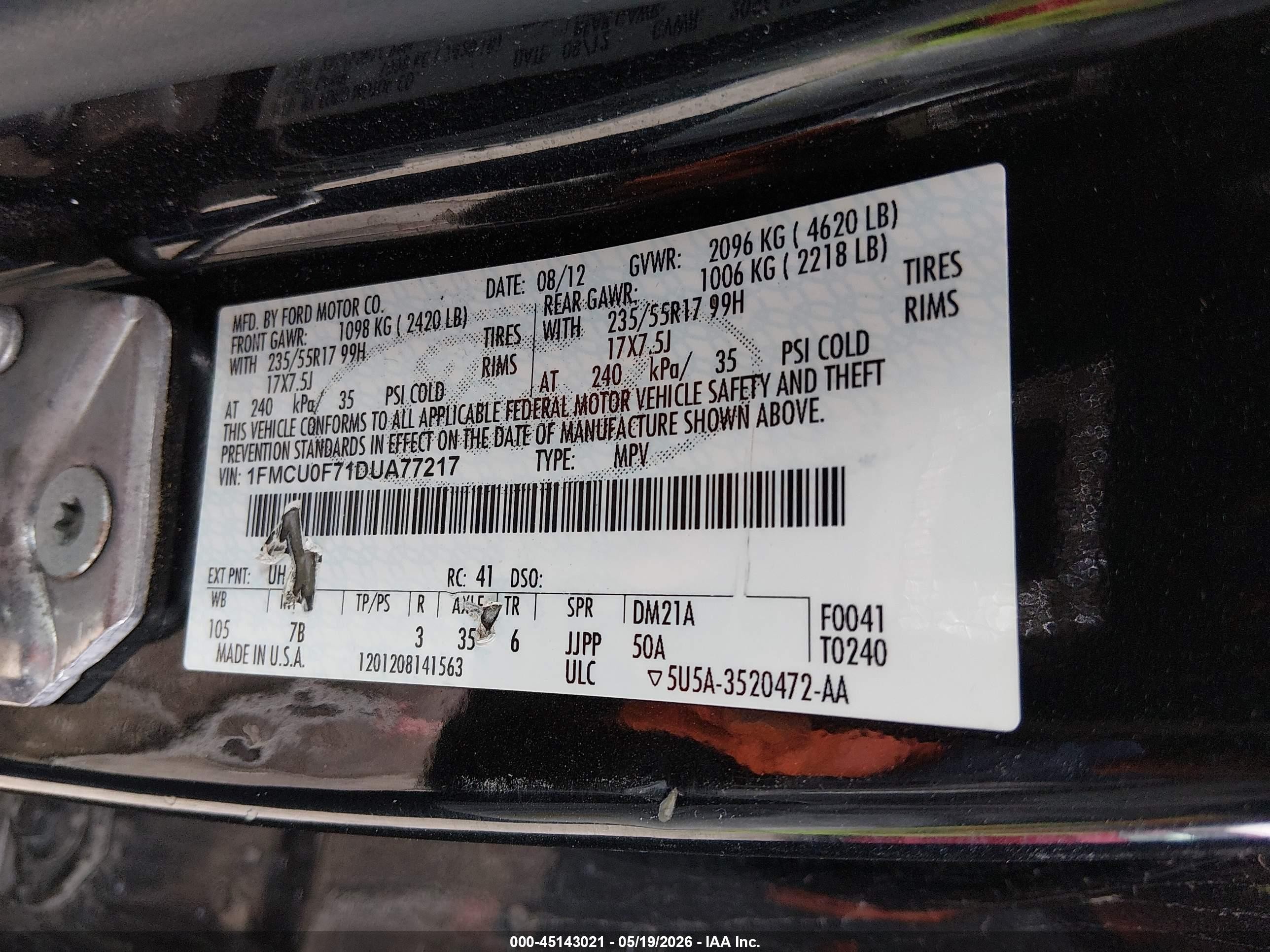 2013 Ford Escape S Black vin: 1FMCU0F71DUA77217