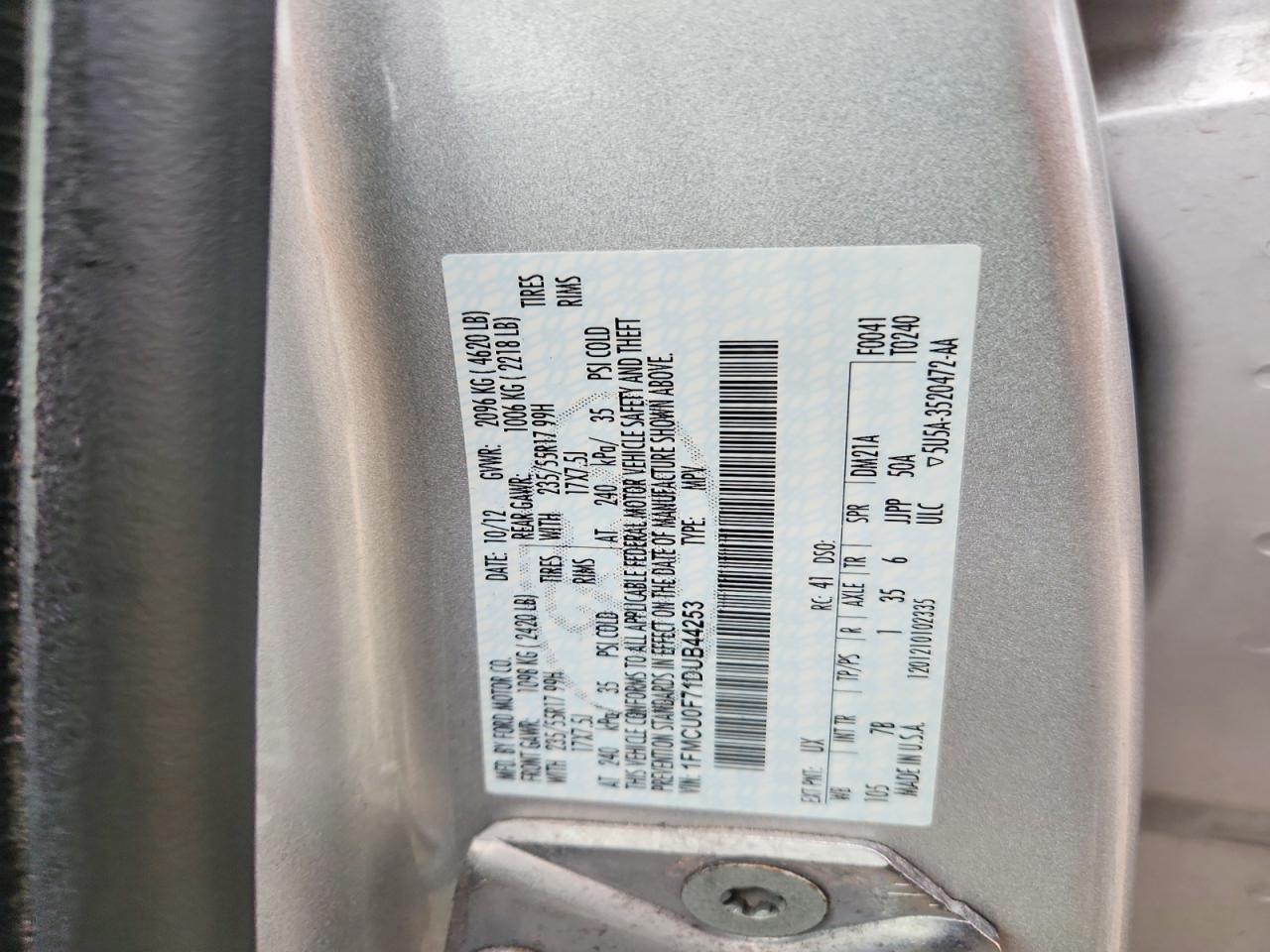 2013 Ford Escape S Silver vin: 1FMCU0F71DUB44253