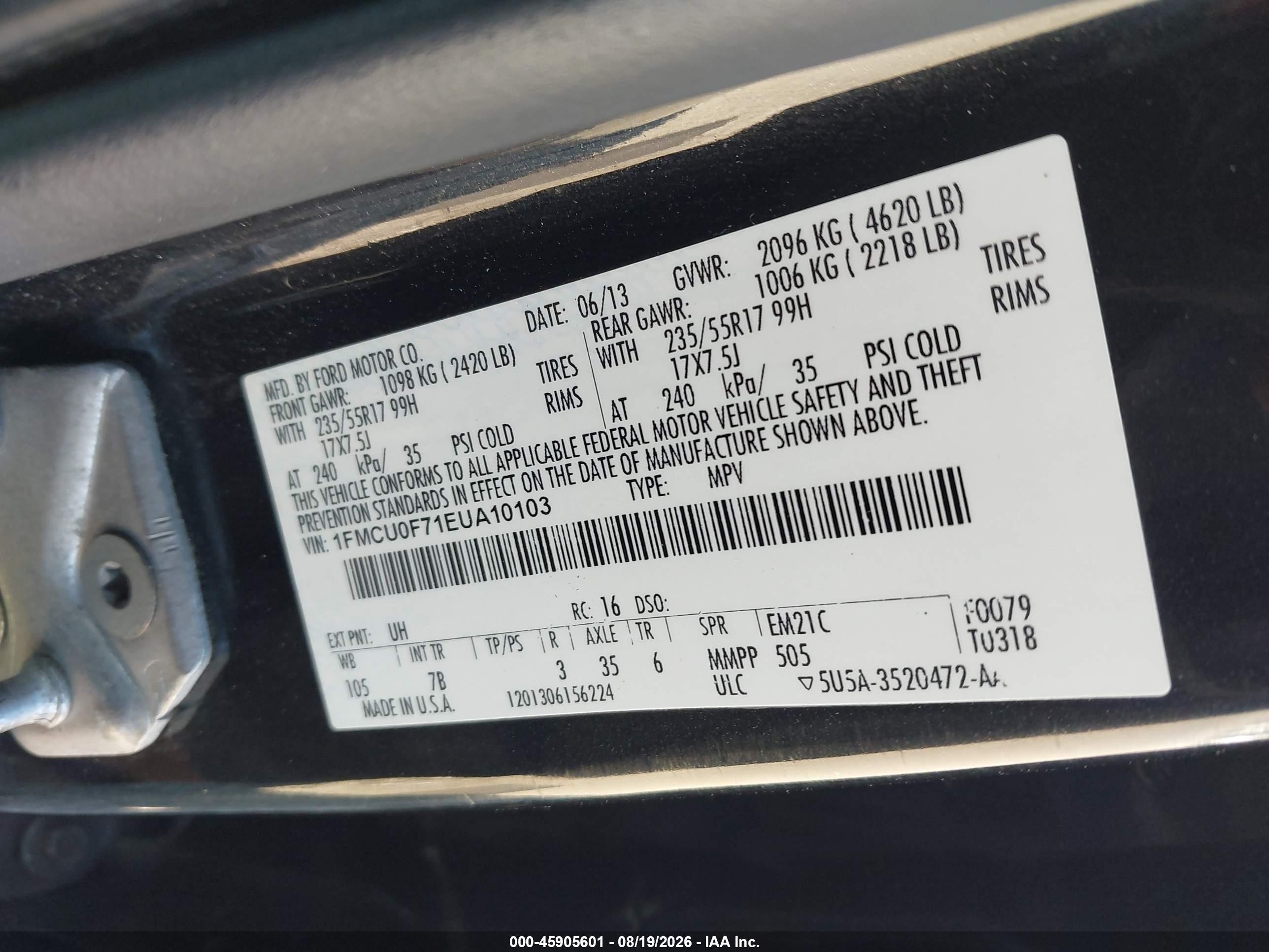 2014 Ford Escape S Черный vin: 1FMCU0F71EUA10103