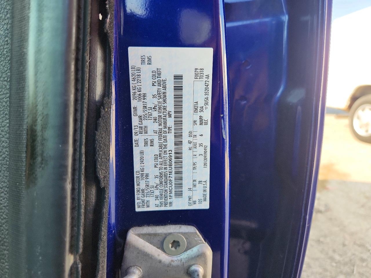 2014 Ford Escape S Blue vin: 1FMCU0F71EUB06913
