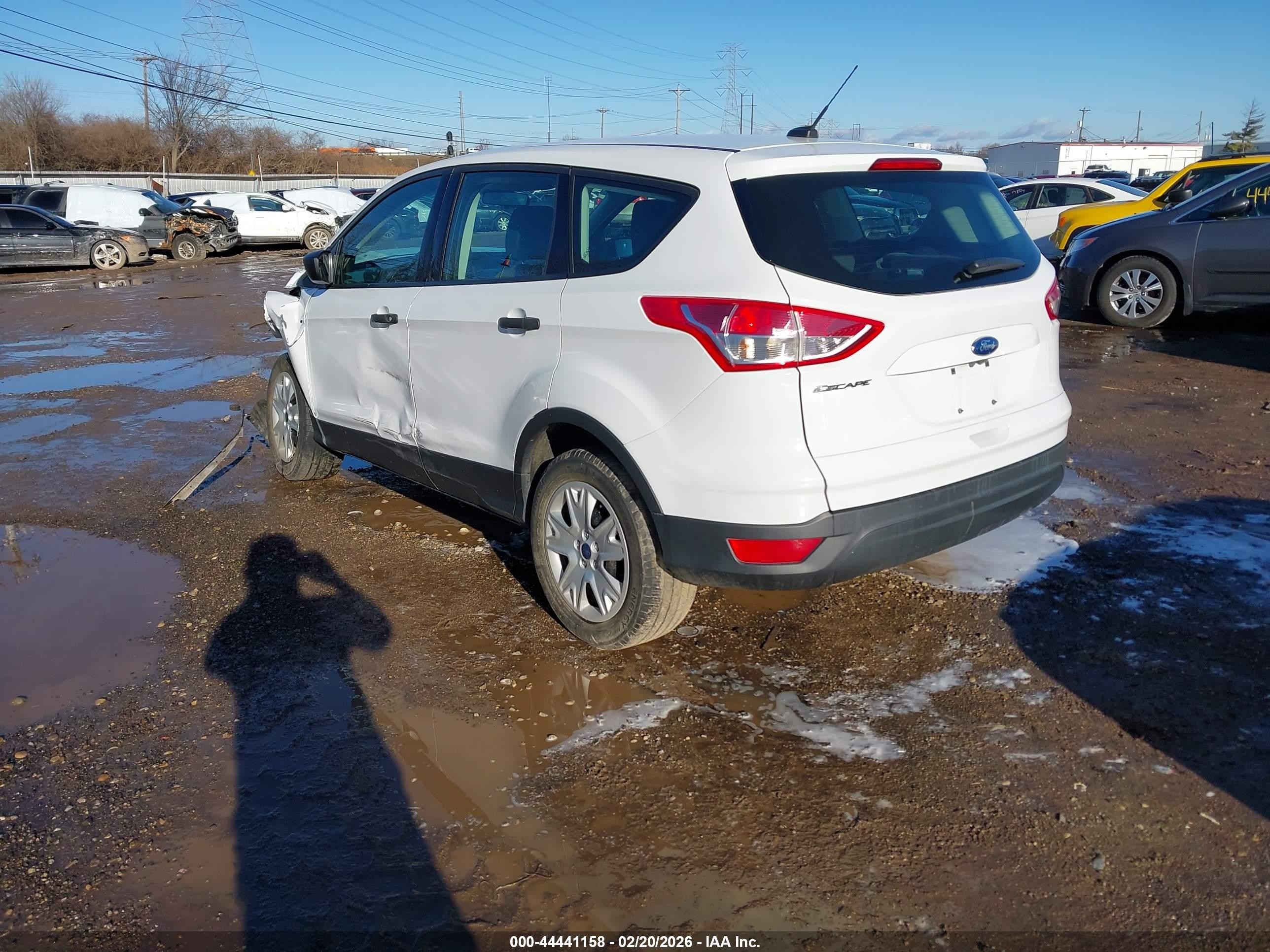 2015 Ford Escape S White vin: 1FMCU0F71FUC60460
