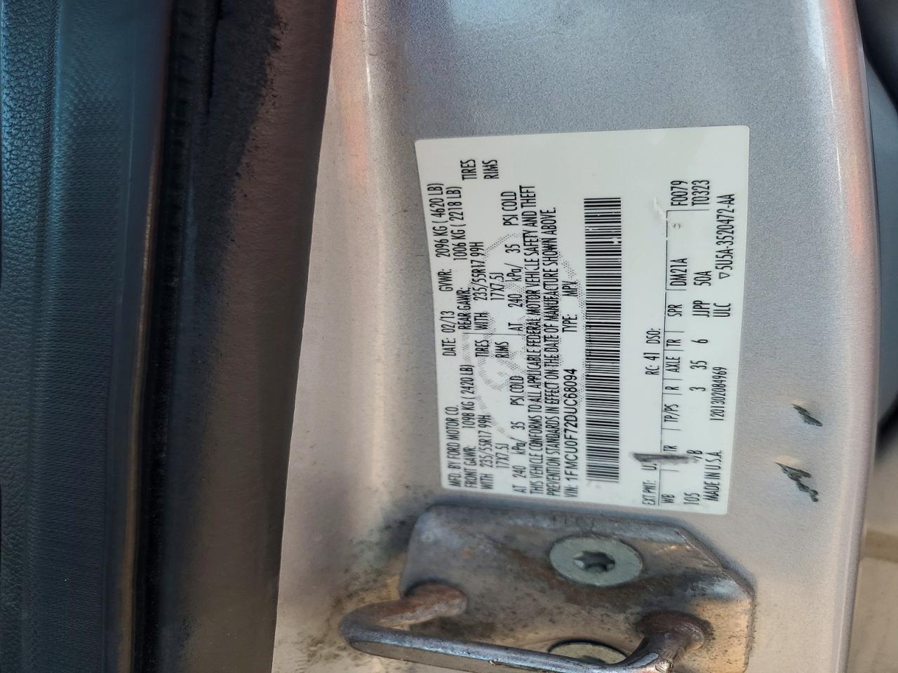 2013 Ford Escape S Silver vin: 1FMCU0F72DUC68094