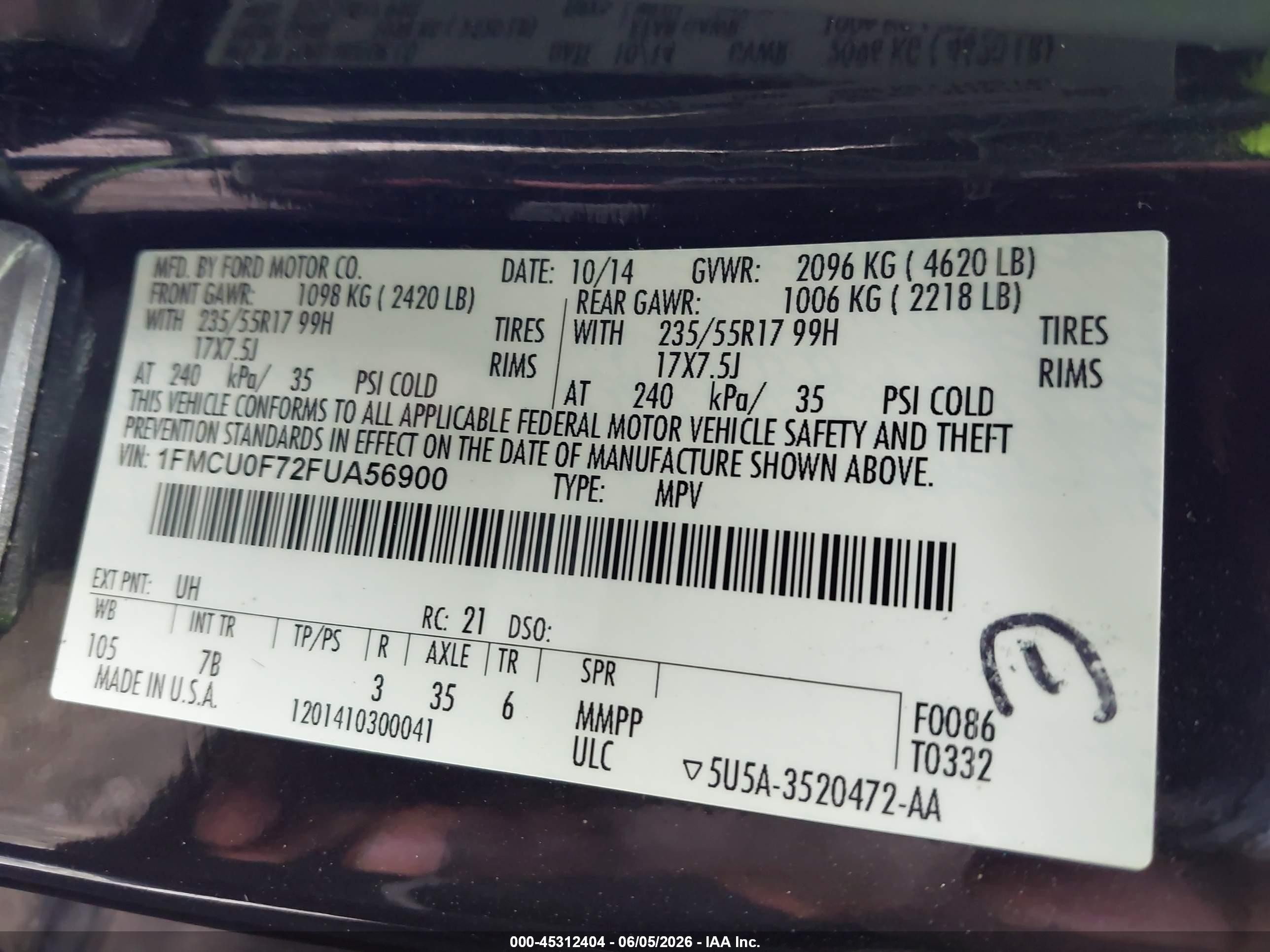2015 Ford Escape S Black vin: 1FMCU0F72FUA56900