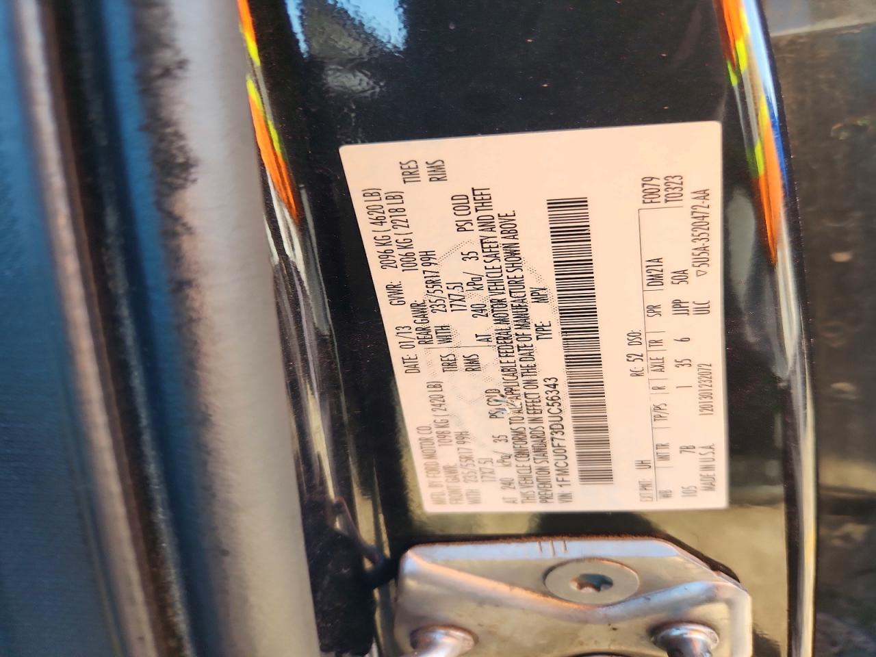 2013 Ford Escape S Black vin: 1FMCU0F73DUC56343