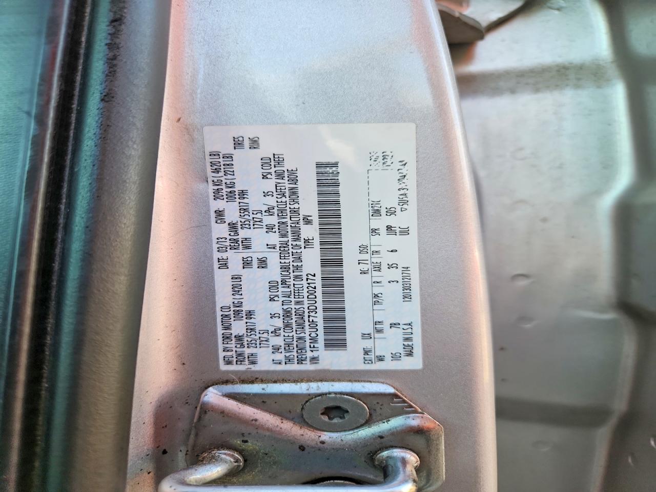 2013 Ford Escape S Silver vin: 1FMCU0F73DUD02172