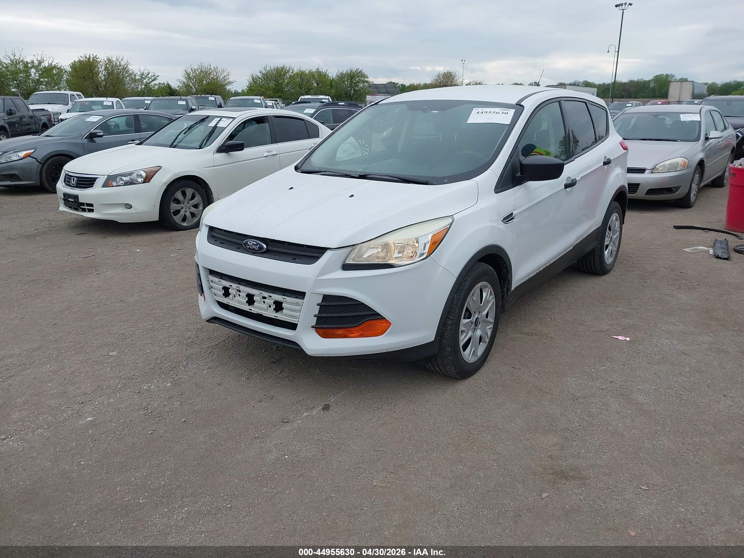2015 Ford Escape S White vin: 1FMCU0F73FUA45453