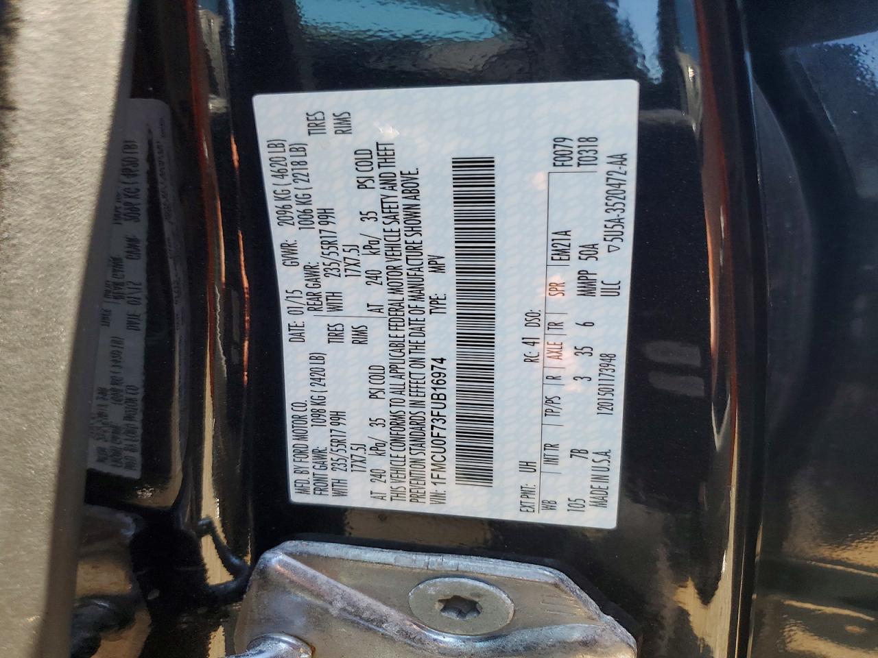 2015 Ford Escape S Black vin: 1FMCU0F73FUB16974