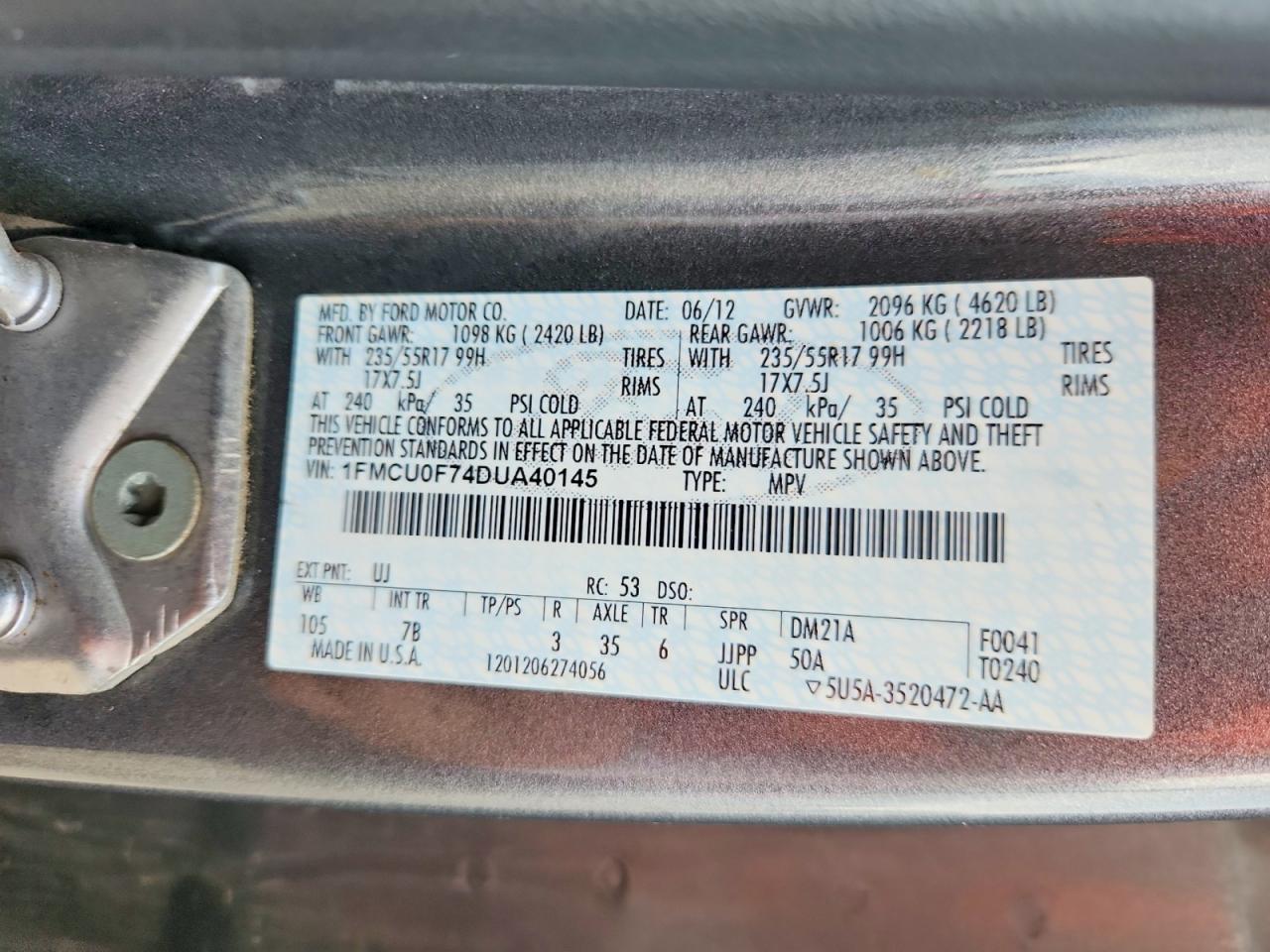 2013 Ford Escape S Gray vin: 1FMCU0F74DUA40145