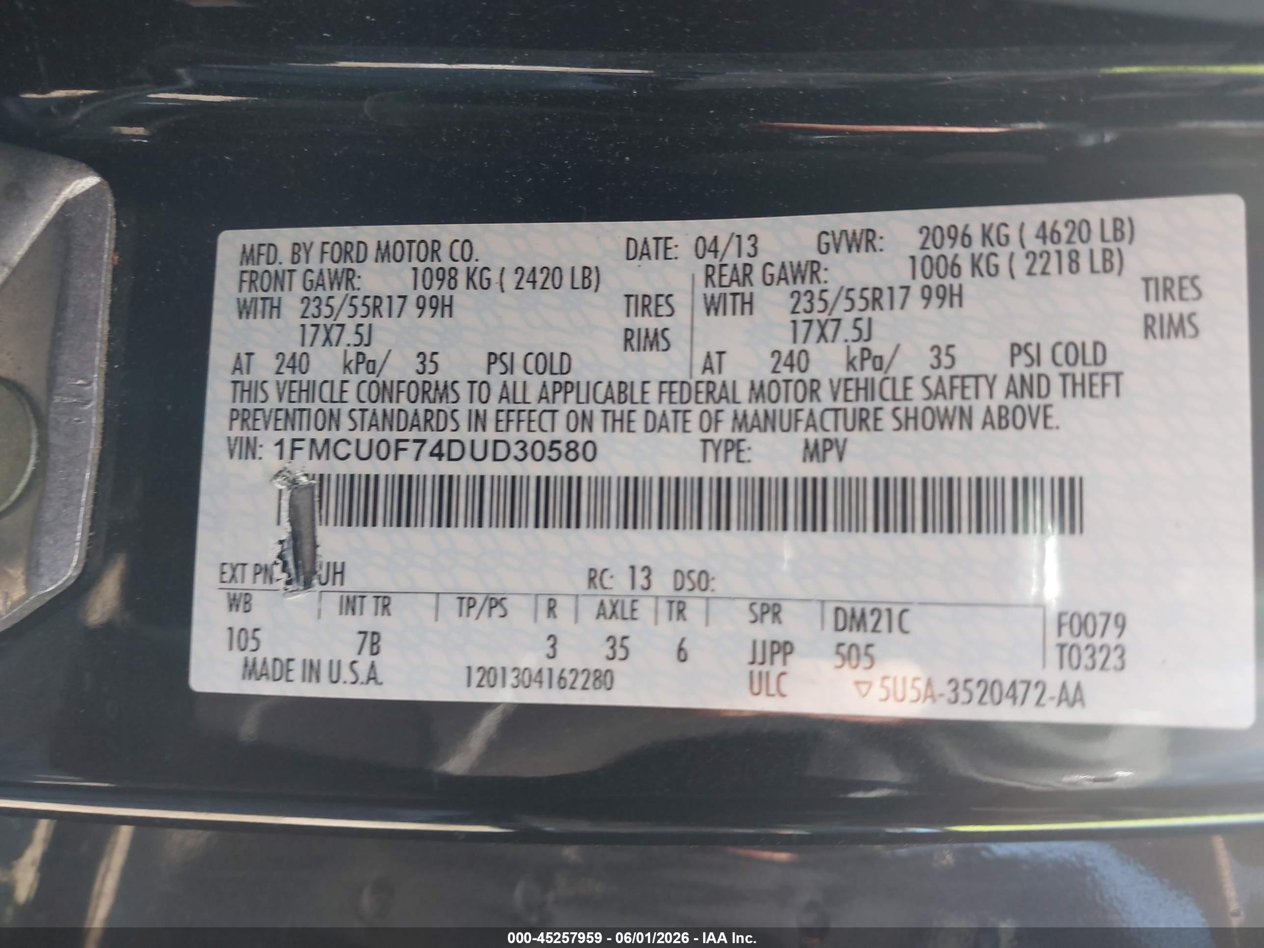 2013 Ford Escape S Black vin: 1FMCU0F74DUD30580