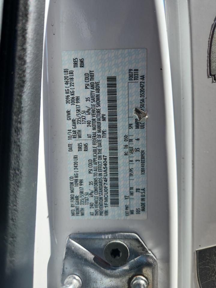 2015 Ford Escape S White vin: 1FMCU0F74FUA54047