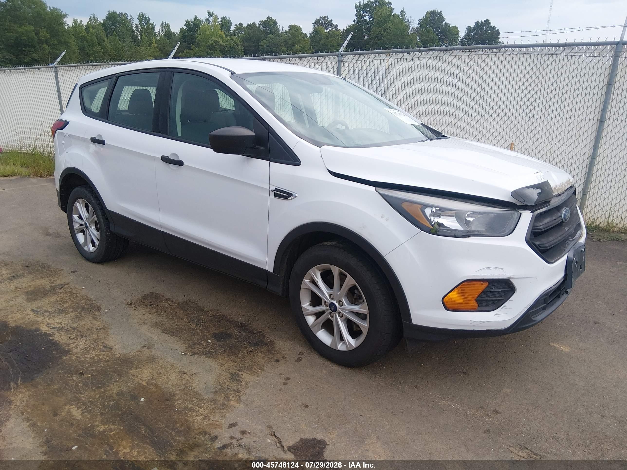 2019 Ford Escape S White vin: 1FMCU0F74KUA89133