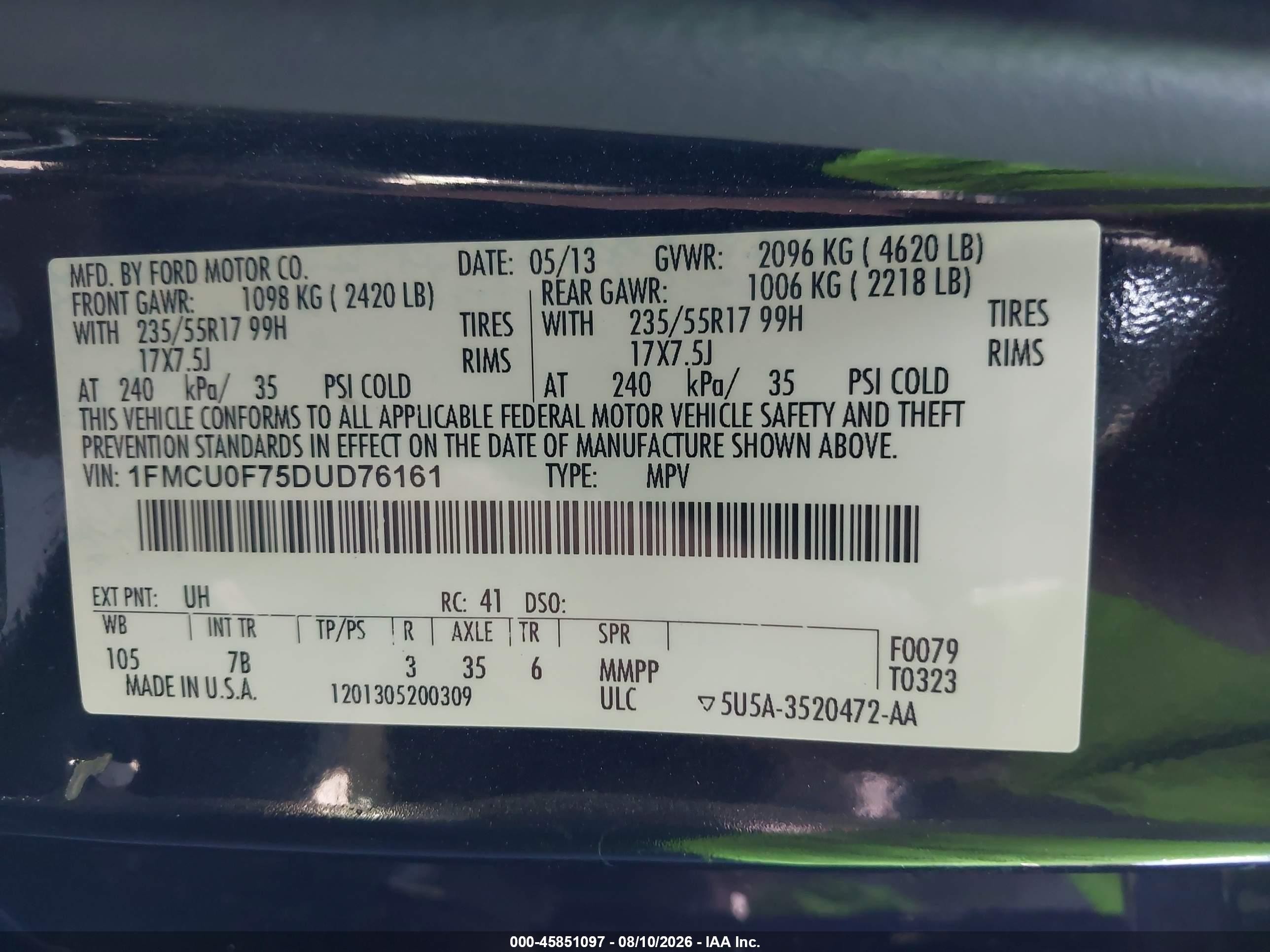 2013 Ford Escape S Black vin: 1FMCU0F75DUD76161