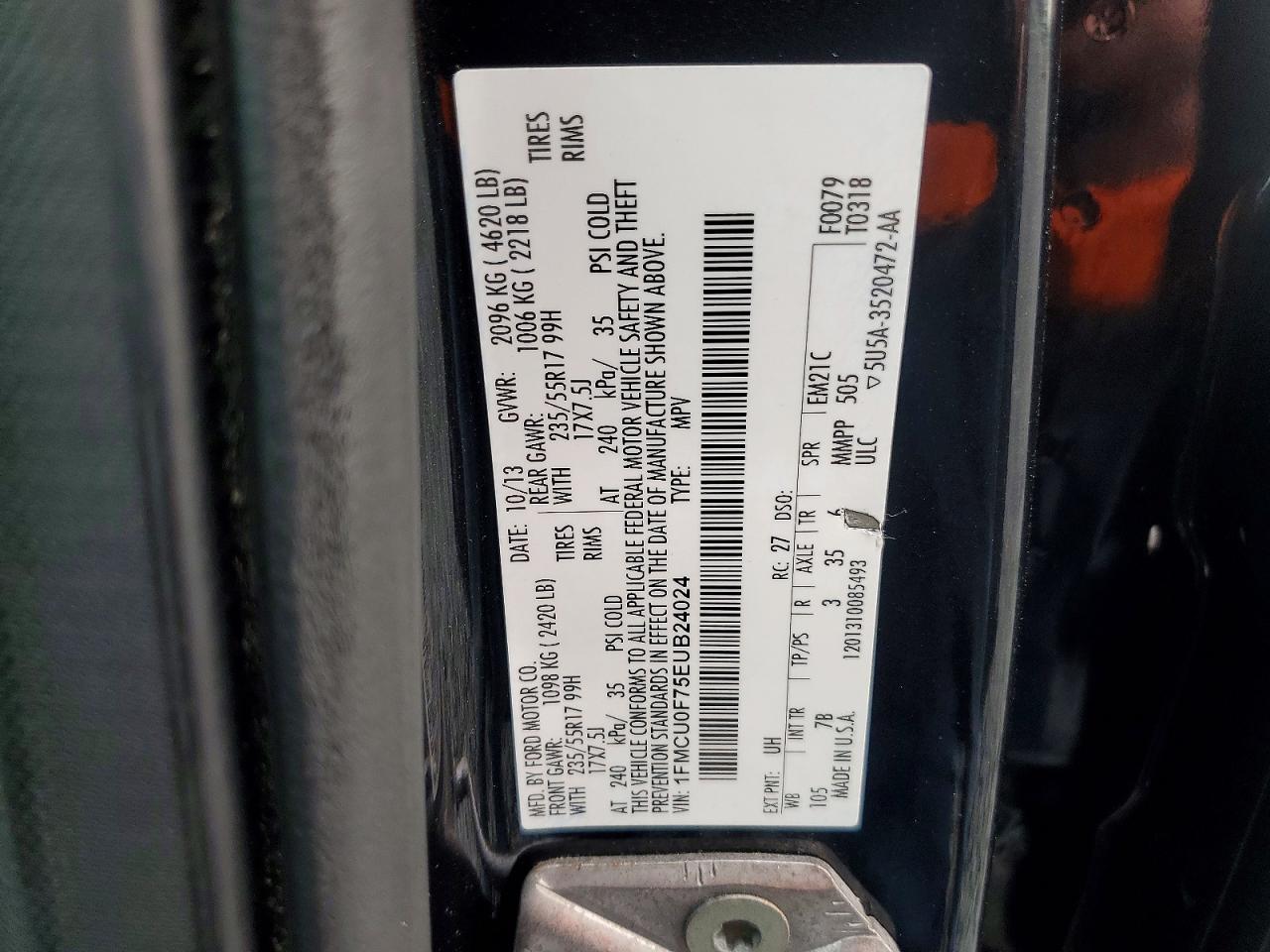 2014 Ford Escape S Black vin: 1FMCU0F75EUB24024