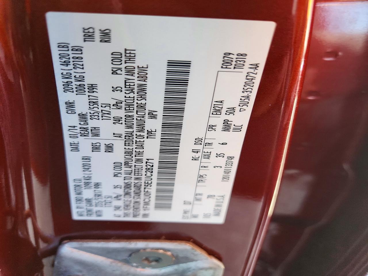 2014 Ford Escape S Красный vin: 1FMCU0F75EUC28271