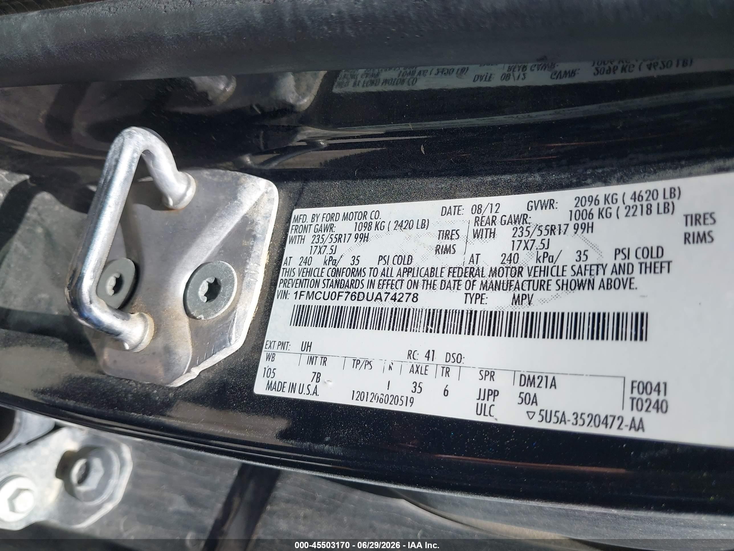 2013 Ford Escape S Black vin: 1FMCU0F76DUA74278