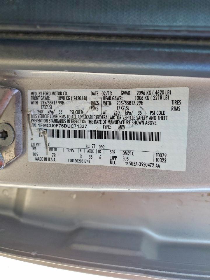 2013 Ford Escape S Silver vin: 1FMCU0F76DUC71337