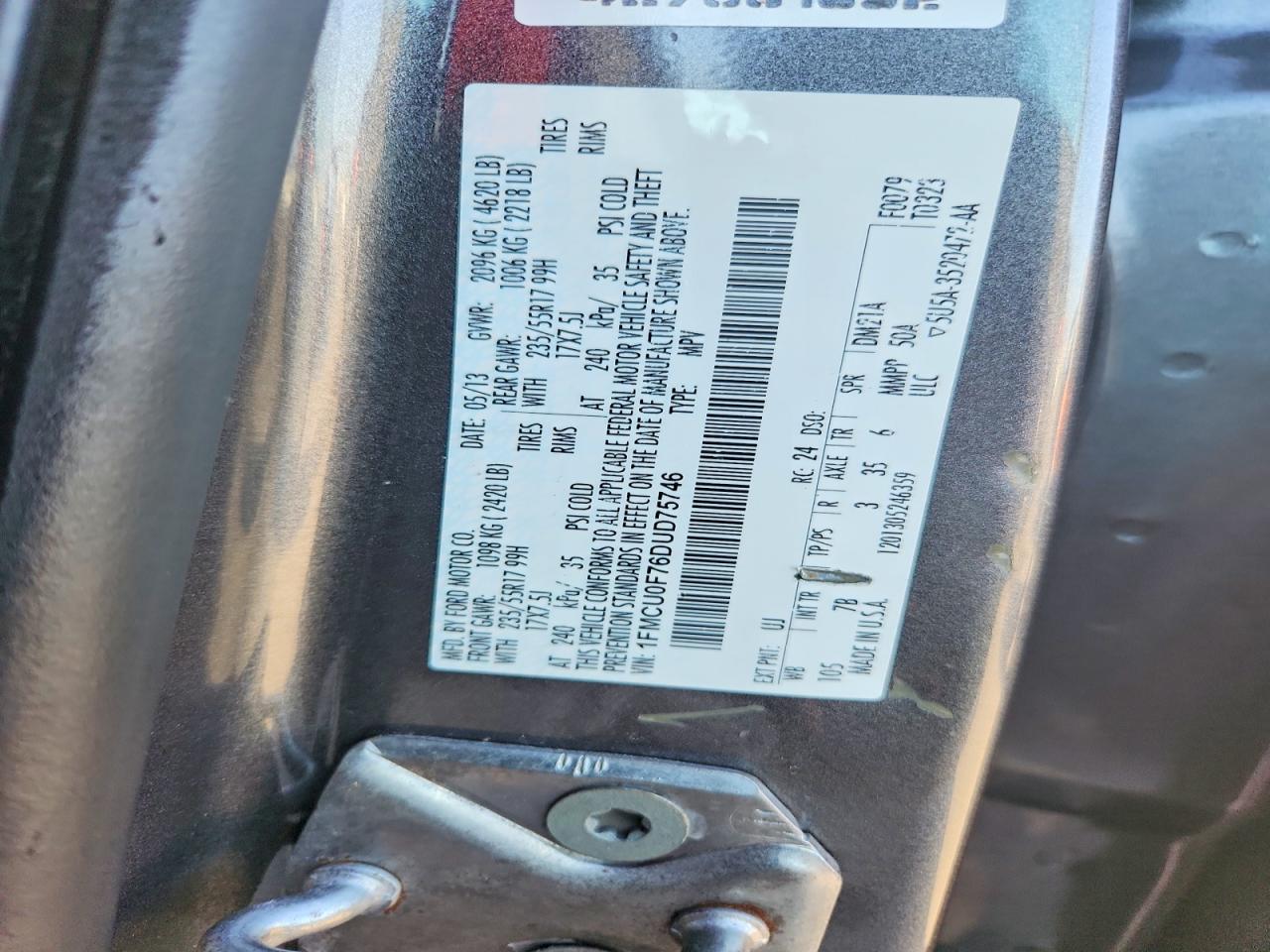 2013 Ford Escape S Gray vin: 1FMCU0F76DUD75746