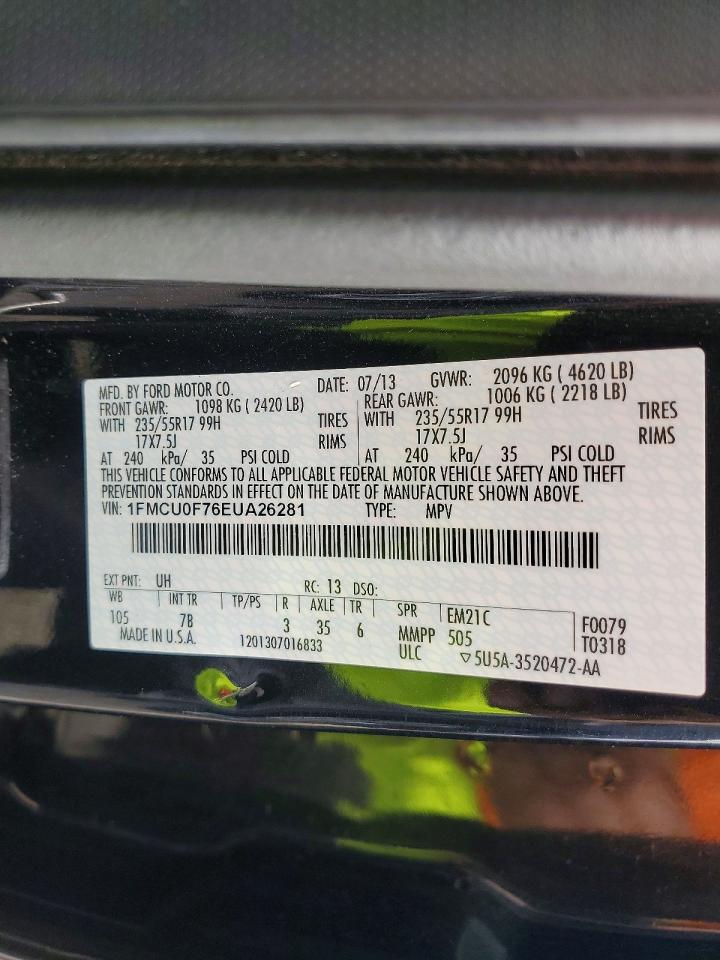 2014 Ford Escape S Серый vin: 1FMCU0F76EUA26281