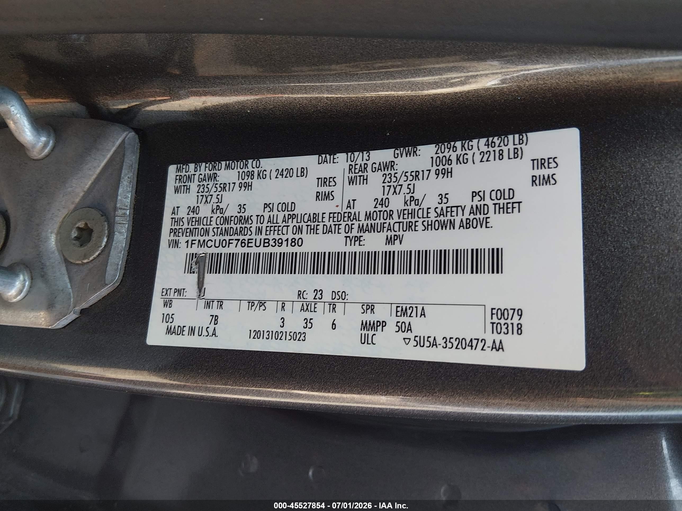 2014 Ford Escape S Gray vin: 1FMCU0F76EUB39180