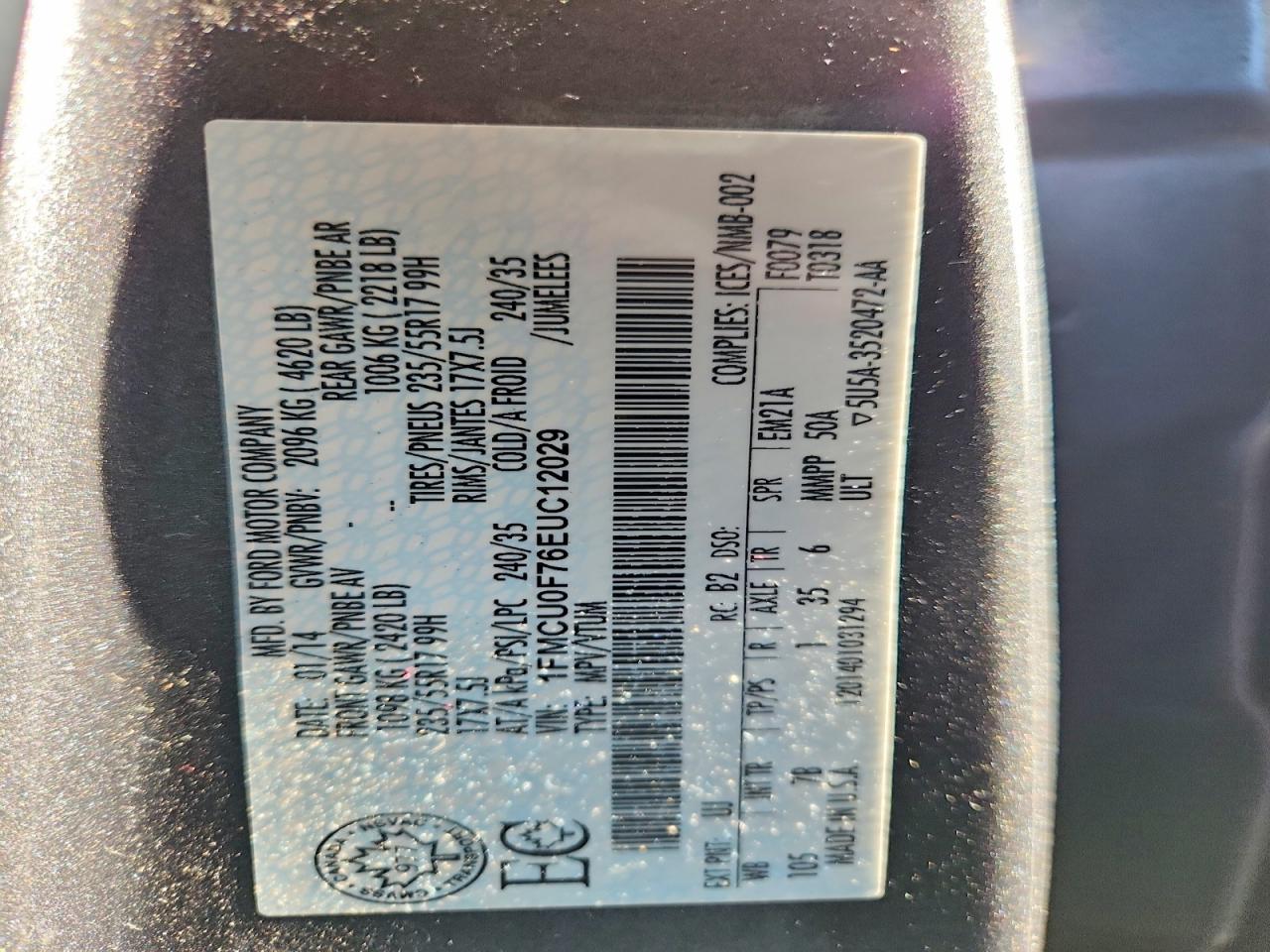 2014 Ford Escape S Gray vin: 1FMCU0F76EUC12029