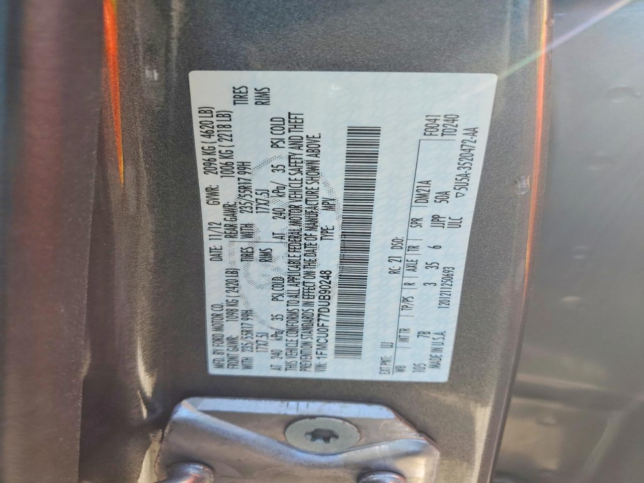 2013 Ford Escape S Gray vin: 1FMCU0F77DUB90248