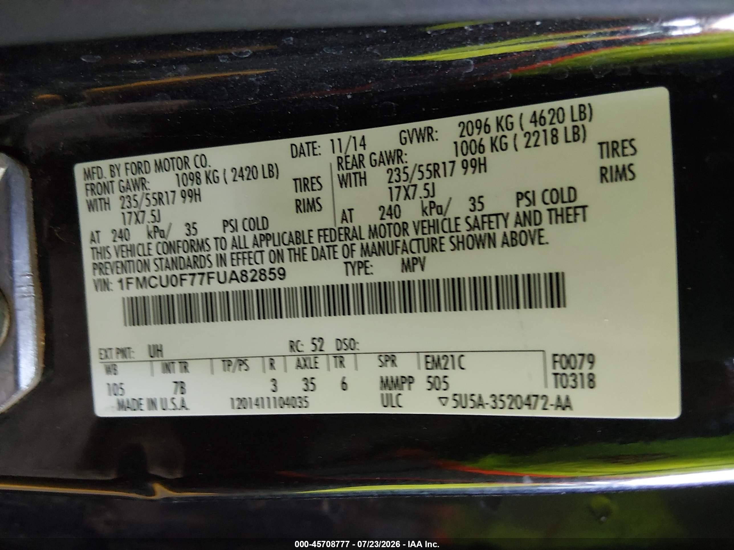 2015 Ford Escape S Black vin: 1FMCU0F77FUA82859