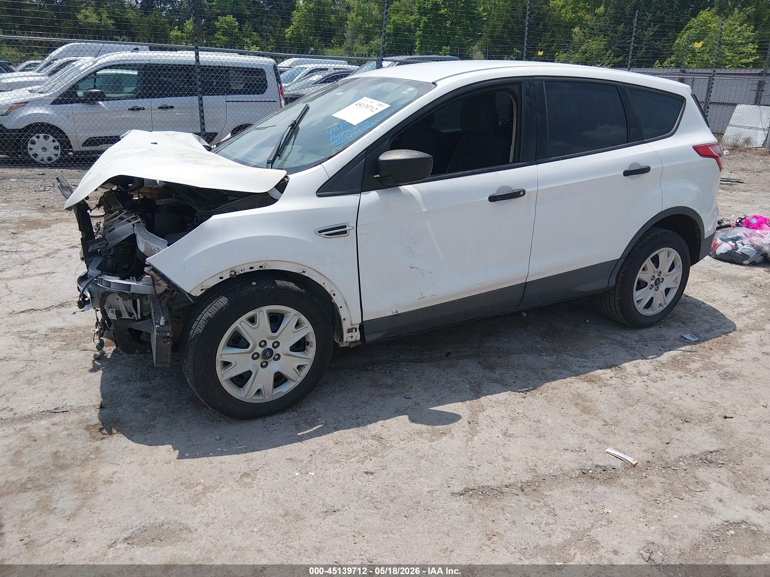 2015 Ford Escape S White vin: 1FMCU0F77FUB93640