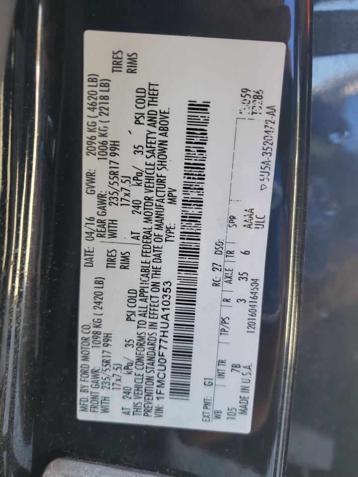 2017 Ford Escape S Черный vin: 1FMCU0F77HUA10353