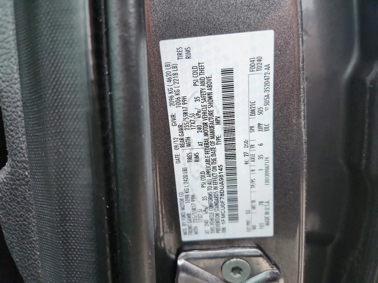 2013 Ford Escape S Gray vin: 1FMCU0F78DUA98145