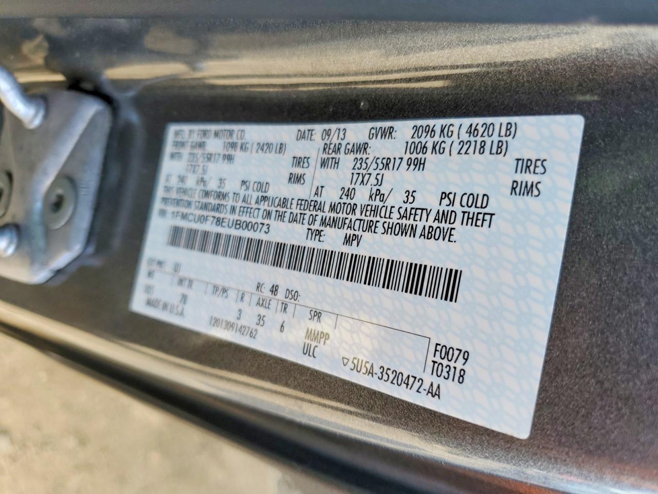 2014 Ford Escape S Gray vin: 1FMCU0F78EUB00073