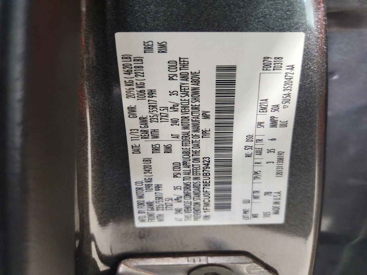 2014 Ford Escape S Gray vin: 1FMCU0F78EUB79423